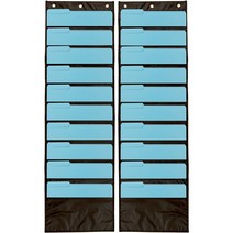 2 팩 프리미엄 벽 수납 포켓 차트 / 걸이 형 폴더 정리-검정 개당 10 개의 포켓 (총 20 개의 포켓)-교실