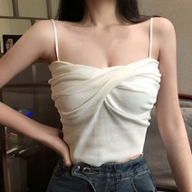 핑크비올라 / 리아 앞 꼬임 쿨 니트 여름 크롭 끈나시