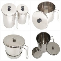 스텐 손잡이 음식물 쓰레기통 3종 소 2L 대 3.5L 분리형 2L 가정 업소 잔반 짬통, 스텐 음식물 쓰레기통-2L(분리)
