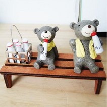 우유먹는 곰돌이 형제 책상꾸미기 미니어처 장식소품