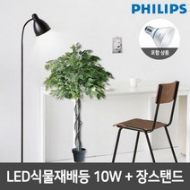 필립스 LED식물재배등 PAR30 10W+심플 장스탠드 2종, 블랙
