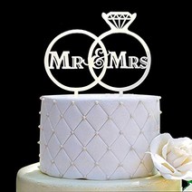 Mr and Mrs Cake Topper Bride and Groom Sign Wedding Engagement Cake Toppers Decorations Mirror Silve, 1