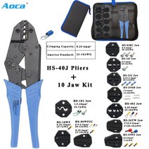 플러그튜브절연비절연크림핑 캡동축 케이블 터미널 키트용 압착 플라이어 hs-40j 10 죠 230mm 클램프 도구, hs-40j10jaw 키트
