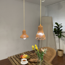 베이지라이프 라탄전등갓 감성캠핑 3종 라탄등갓 당기는전구, 01.원아치형