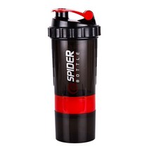 체육용품 체육교구 스포츠용품쉐이커 컵 550Ml 단백질 분말 교반 스포츠 피트니스 병 3 층 대용량 주전자, 02 red