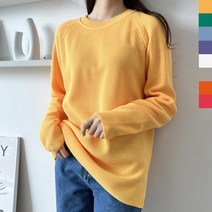 여자 라글란 라운드넥니트 무지 네온 하찌 긴팔티