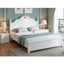 북유럽 화이트 수납 침대 협탁 세트 인테리어 더블 퀸 라지킹 슈퍼싱글, C 기본형프레임+매트리스+협탁1개