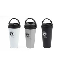 카페텀블러 리유저블 스타일 물이새지않는 밀폐력 보냉텀블러 뚜껑 텀블러 450ml, 실버
