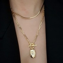 리본크림 [프리미엄] 엘리자벳 코인 3줄체인 레이어드 목걸이 2color