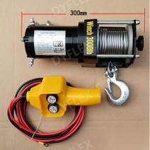 차량용 전동 우인치 12v 크레인 로프 와이어 소형 인양기 24v 윈치, 12V3000lbs(와이어제어), 1개