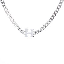 여성 S925 H 레터링 입체 펜던트 체인 목걸이 팔찌 명품핏 고급 체인 이니셜 목걸이 팔찌 세트 심플