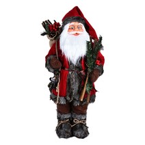 산타 클로스 동상 크리스마스 서있는 휴일 입상 컬렉션 인형 펜던트 작은 크리스마스 트리 매달려 장식, 장작 빨간 재킷, 플라스틱