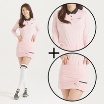PGR골프 핑크 긴팔티셔츠 큐롯스커트 세트 여성골프세트