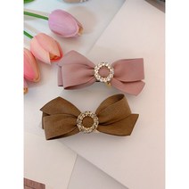 핸드메이드 단정한 큐빅 데이트 면접 반묶음 리본머리핀