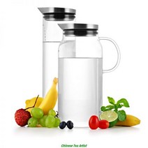 WB SAMADOYO 물 주전자 1300ml 붕규산 유리 물병 스테인레스 스틸 뚜껑 현대 디자인 Drinkware 스 티 물병 뚜껑, WB 손잡이가 있는 1300ml