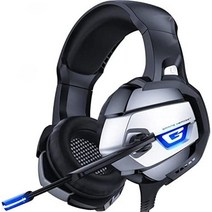 FEIYING 마이크가 있는 게이밍 헤드셋 게이밍 헤드폰 딥 베이스 PS4 PS5 헤드셋 노이즈 캔슬링 마이크 7.1 서라운드 사운드 부드러운 이어 패드, Black Gray