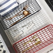싱크대 서랍속 정리함 철제바구니 오피스 신혼부부 스토리지박스 빨래함 작업실, 크림