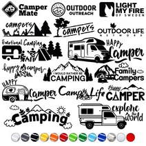 캠핑로고스티커1 자동차데칼스티커 캠핑카 카고트레일러 카라반꾸미기 아웃도어, 1개, 주황XL