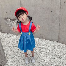 주니유니 아동 마리오3종세트 남매룩 모자포함 할로윈의상 돌애기옷