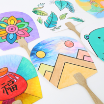 레디코 부채 만들기 세트 입문형 전통 단청 무늬 밑그림 도안 평부채 주름 살 없는 종이 손부채 여름 꾸미기 재료, 평부채(단청)(사은품증정)