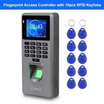 지문 액세스 제어 출석 기계 암호 직원 체크인 시간 시계 레코더 rfid 도어 컨트롤러 usb 오프라인, With 10pcs Keyfobs