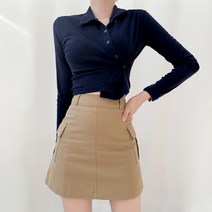 티데일리 옆단추 크롭 카라 가디건 여성용 사선 랩 긴팔 티셔츠