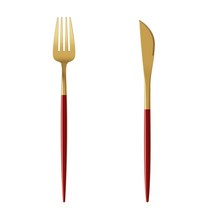 304 스테인레스 스틸 식기 수저 ins 예쁜 포르투갈 양식 포크 수저 세트 호텔, 본명홍, 양식도톰투피스[포크+칼]