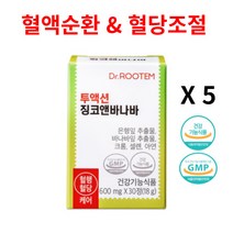닥터루템 혈액순환 개선제 혈당 조절 영양제 은행잎 바나바잎 추출물 징코앤바나바, 5개, 30정