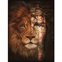 보석십자수 창업 도구 사자 양과 십자가 예수 5d 다이아몬드 페인팅 기독교 신 기호 전체 드릴 자수, 10_25x20cm 라운드