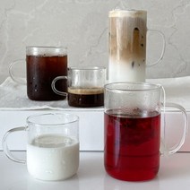 1+1 로웰일자원형머그슬림 내열유리컵 머그잔 홈카페 190ml, 160ml