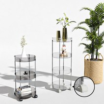 DP 투명 트롤리 원형 철제트롤리5단, 그레이 4단