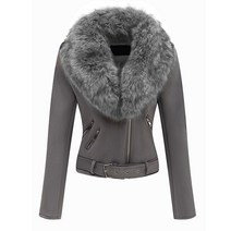 Giolshon 봄 겨울 여성 스웨이드 가죽 자켓 숏 코트와 벨트 모피 Outwear