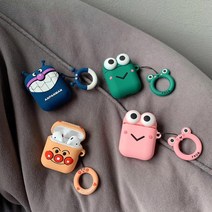 UNIQBLE 에어팟 1세대 2세대 캐릭터 슬림 실리콘 케이스 분실방지 고리형 airpods 악세사리, 그린개굴, WAP073