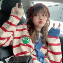 스웨터 여 가디건 루즈핏 니트 탑