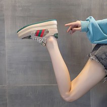 여성 키높이 운동화 가죽 런닝화 7CM 통굽 경량 스포츠화 여자키높이운동화 인박카036