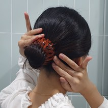 데일리 포니테일 당고머리밴드 만두핀 오렌지