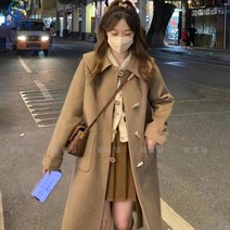 셀럽당 모직 코트 여 추동 모직 코트 도톰 하프 기장