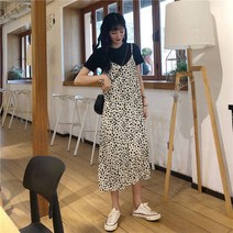 KORELAN 플라워 나시 원피스 여 반팔 봄여름 루즈핏 미디 스커트 인스톰