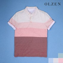 올젠 올젠 컬러 블록 반팔 카라 티셔츠(ZPZ2TT1503)