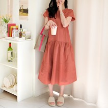 데일리앤 데이즈 바스락 캡소매 루즈핏 롱원피스