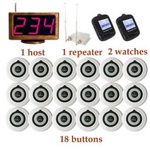푸드 트럭 스낵카 레스토랑 Hookah Buzzer 1 호스트 + 리피터 향상된 앰프 2 방수 시계 18 버튼 식품 코트 교회 카페, EU, 01 black white