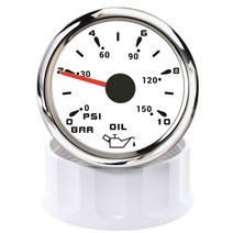 유면계 유량계 2 인치 52mm 7 컬러 LED 오일 압력 게이지 0-10bar/0-150PSI 해양 보트 자동차 트럭 1/8NPT, 02 Only Gauge WS