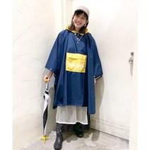 니코앤드 CITY CREEK 바이컬러 판초 레인코트 남여공용 우비 국내배송, 네이비, 1개