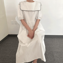 (클리어런스세일) 코튼 스퀘어 프릴 원피스(3color)