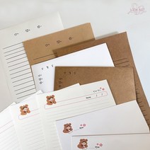 룩아트 곰신 데일리편지지 군인 날짜 디데이 꼼시니 이등병 일병 상병 병장 남자친구 선물 봉투 세트, 곰신 데일리편지지-크라프트지세트