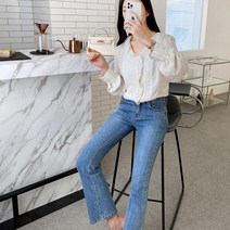 셀러허브(잡화) 여자 파스텔 스트라이프 대학생 블라우스