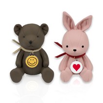 가죽곰 가죽토끼 차량용 석고방향제 1+1 디퓨저 2개, 러브미, 가죽토끼 핑크+가죽토끼 핑크