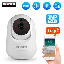 Fuers-3MP IP 카메라 Tuya 스마트 홈 실내 와이파이 무선 감시 자동 추적 CCTV 보안 아기 애완 동물 모니터, 1080P with 64G card_CHINA | 영국