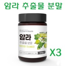 암라 100% 추출분말 인디안 구스베리 파우더 가루 천연비타민C 먹는 암라가루 빌베리 세븐베리 AMLA, 3통, 120g