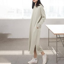 맨투맨원피스 여성 롱 원피스 절개 커플시밀러룩 아노락원피스 77사이즈 A라인 루즈핏 4월원피스 여름 커플룩 귀여운 50대 갠소 가